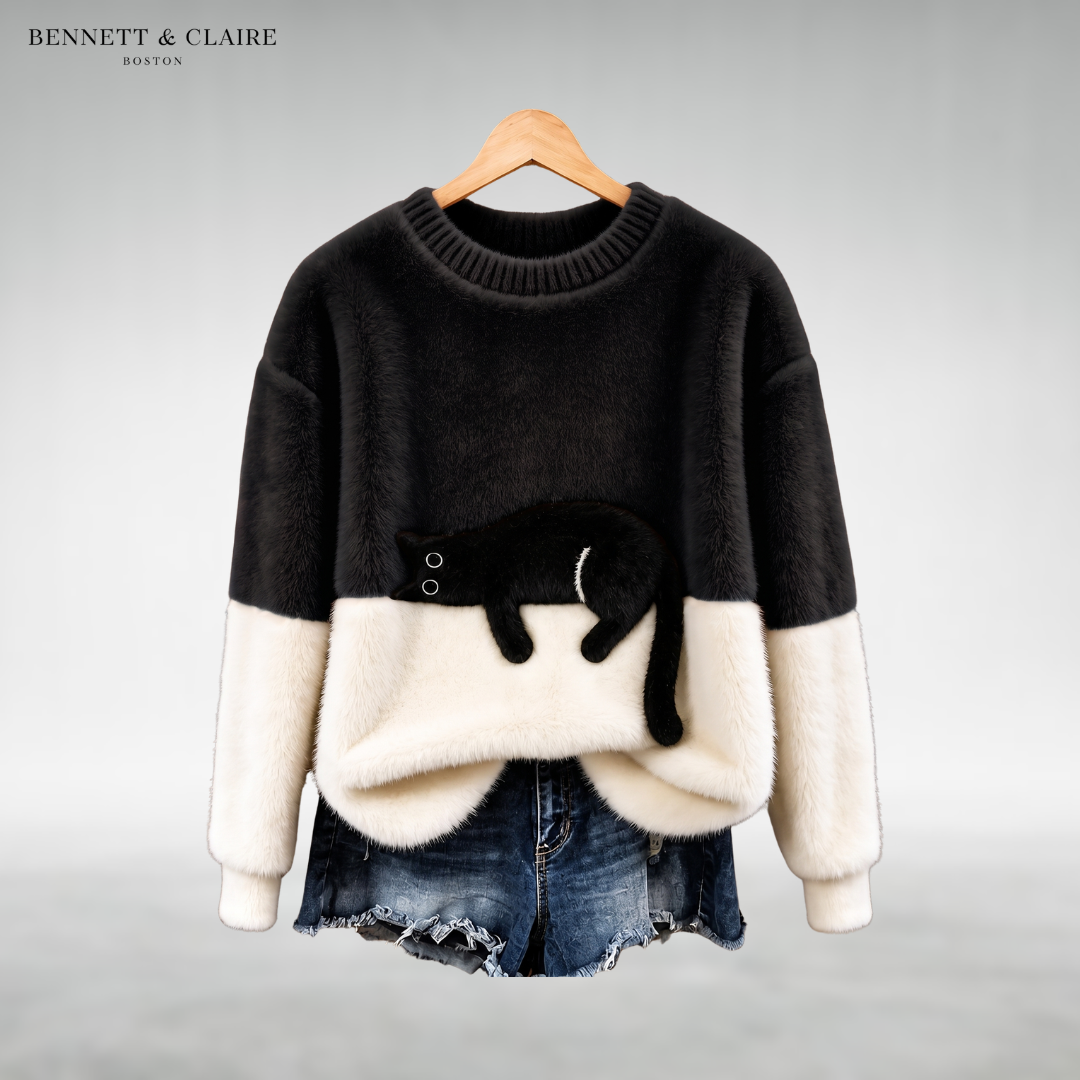 Mabel™ Cozy Cat Print Sweater