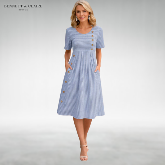 Lila™ Elegant Button Midi Dress