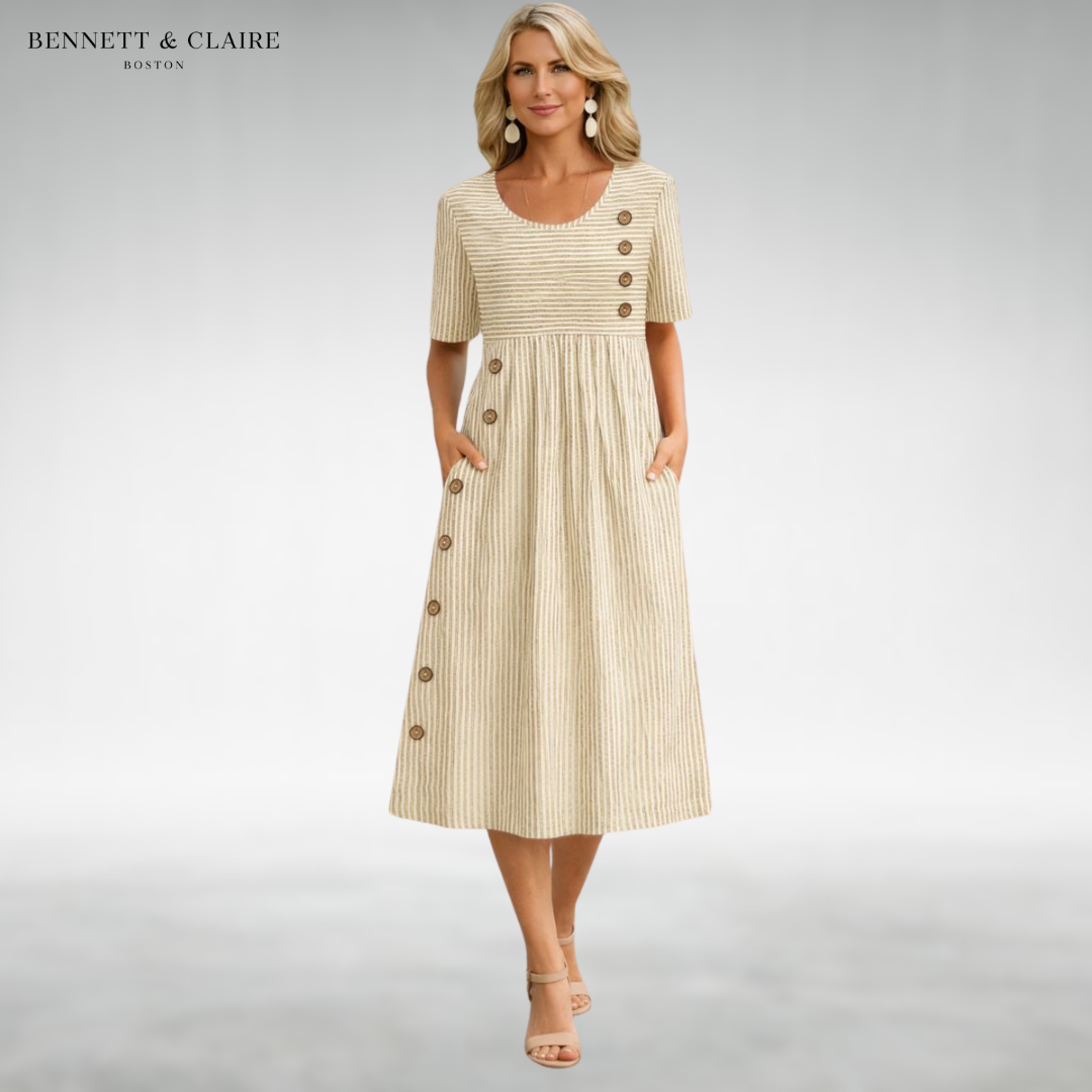 Lila™ Elegant Button Midi Dress