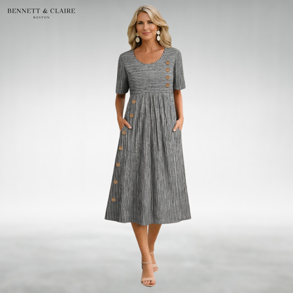 Lila™ Elegant Button Midi Dress
