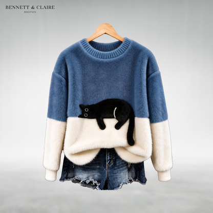Mabel™ Cozy Cat Print Sweater