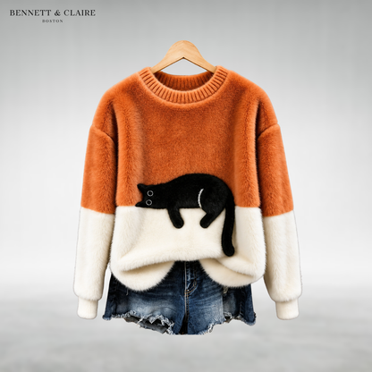 Mabel™ Cozy Cat Print Sweater